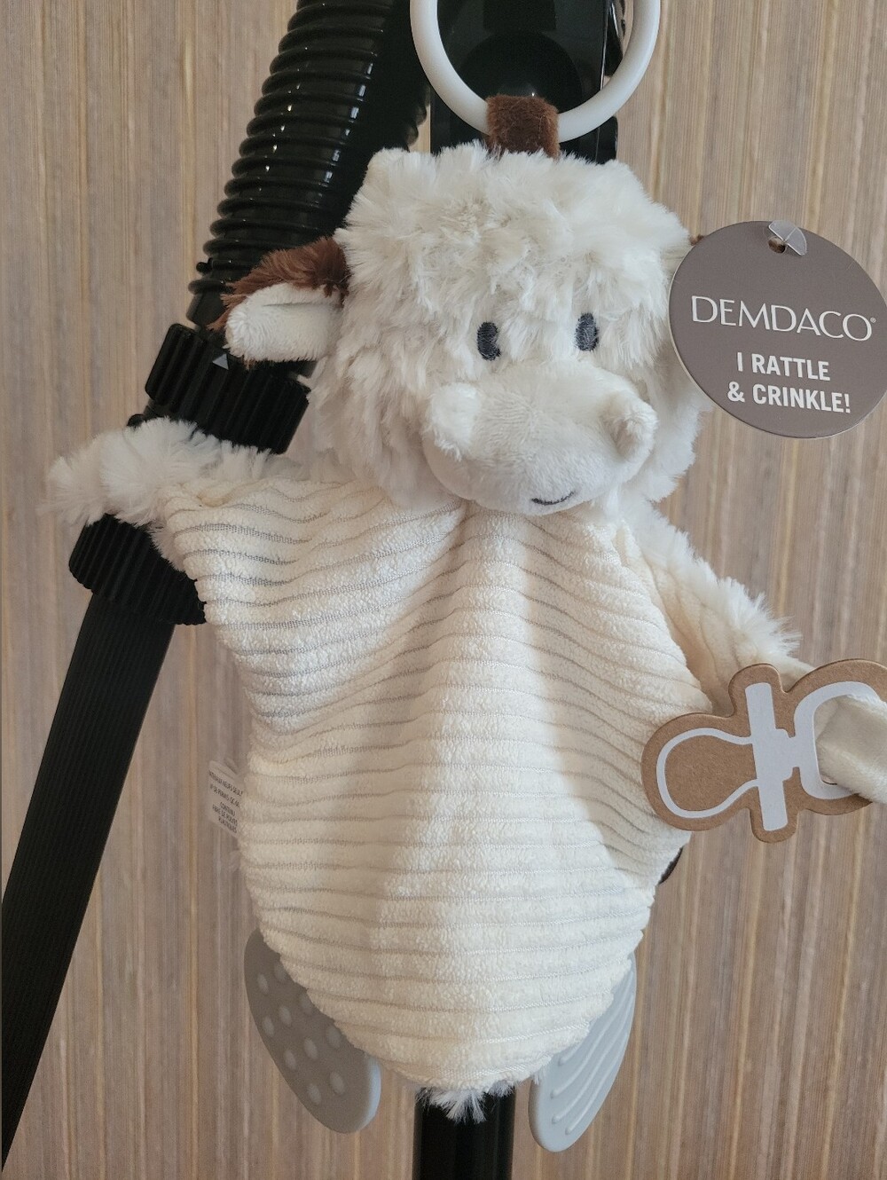 Lovey Plush Cow Teether - White & Brown NWT